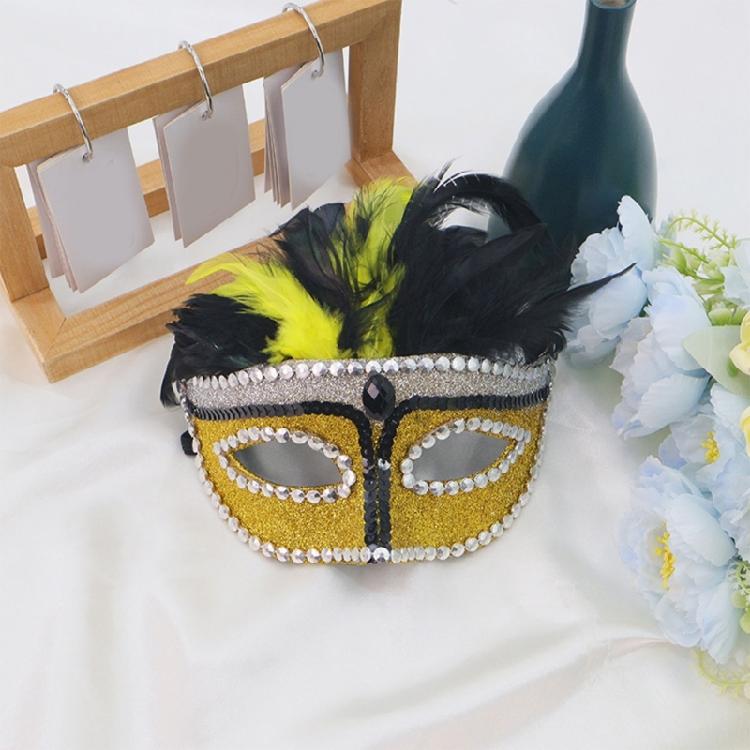 Stylish Feathered Accented Face Cover For Halloween Cosplay Event Lightweight Halloween Party Accessories