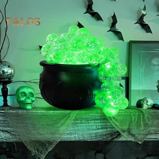 Bubbling Cauldron Set Large Witches Cauldron with String Light Black Plastic Bowl Candy Bucket Halloween Outdoor Indoor Decoration