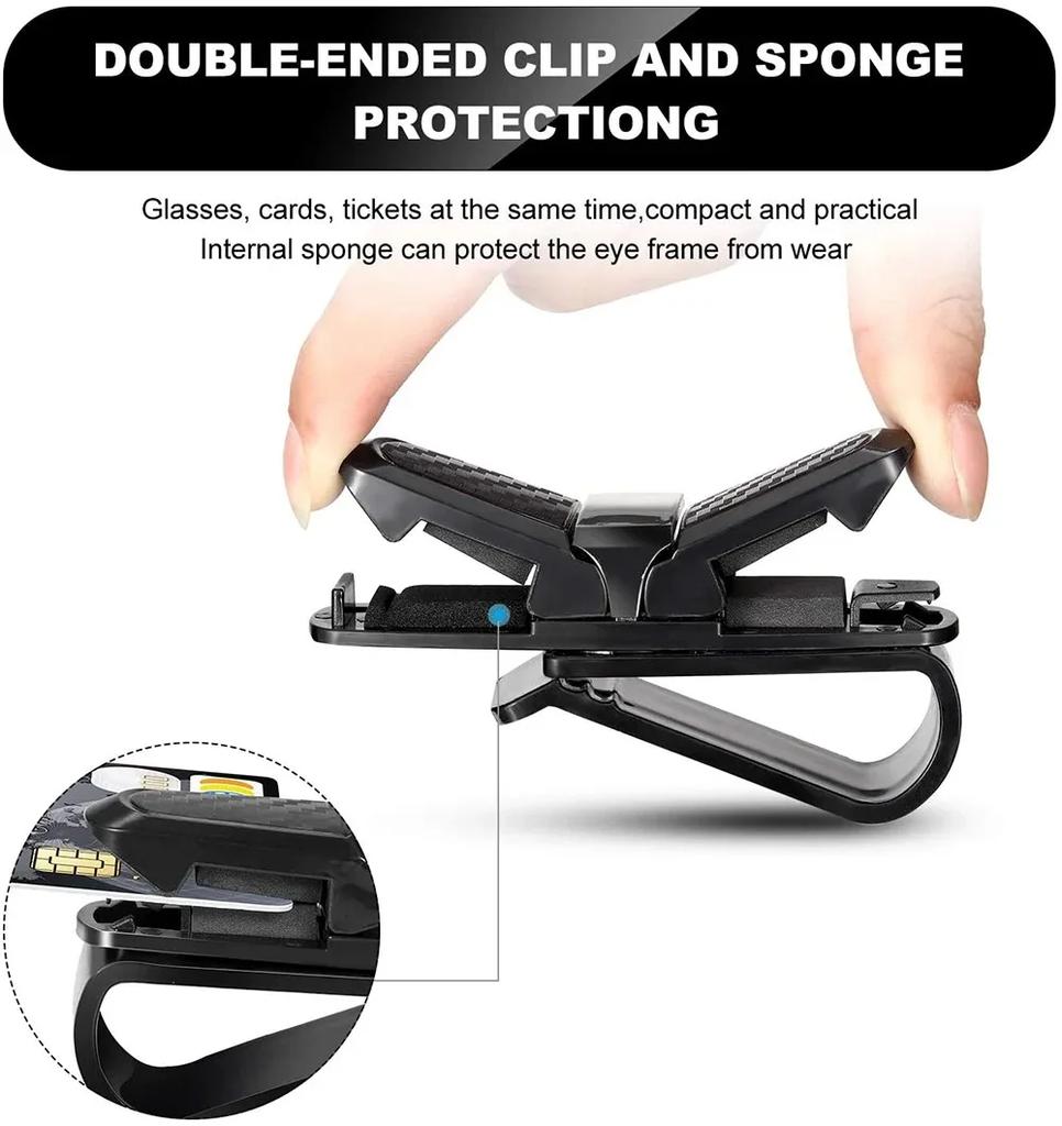 Auto Glasses Holder - Car Sun Visor Sunglasses Clip with Ticket Card Clamp ABS Eyeglasses Case - Automotive Glasses Mount