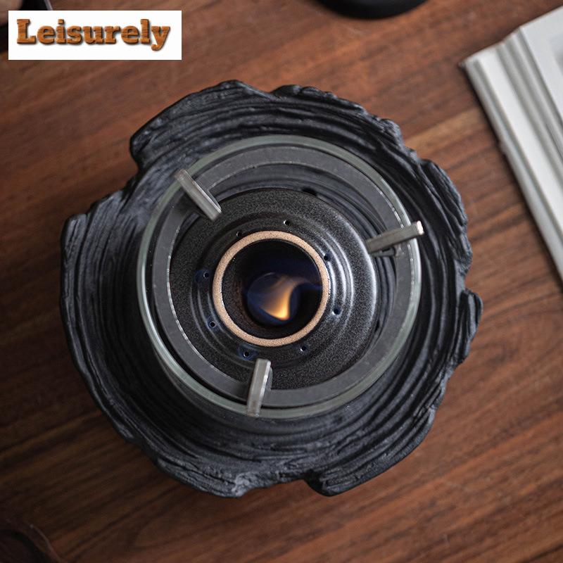 Creative Glass Alcohol Lamp Warm Tea Stove Around The Stove To Boil Ceramic Heating Base Chinese Retro Tea-burning Tea Warmer