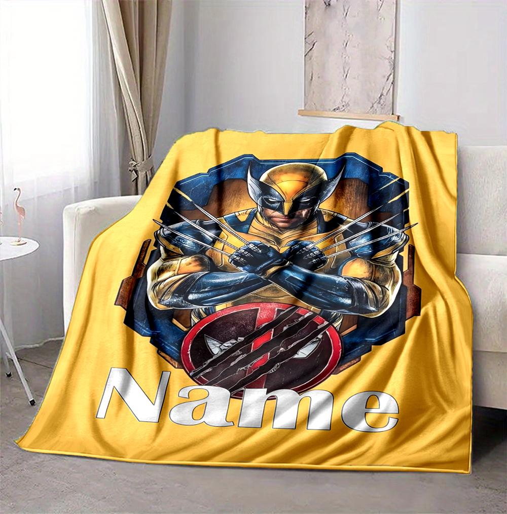 Custom Name Wolverine Deadpool Flannel Blanket Throw Blanket Soft Warm Sofa Bed Decor Unique Gift