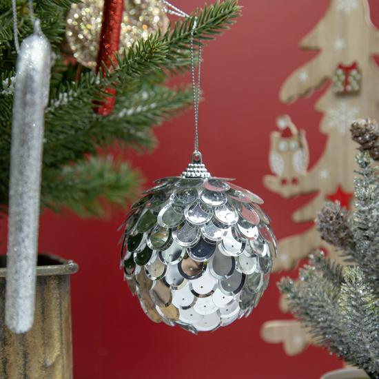 8cm runde Fischschuppen-Weihnachtsornamente: Gold, Grün, Rot, Rosa, Champagner Laserfarben