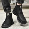 Men's Autumn Casual Big Head Leather High-Top Retro Work Boots - Fashion Motorcycle Boots