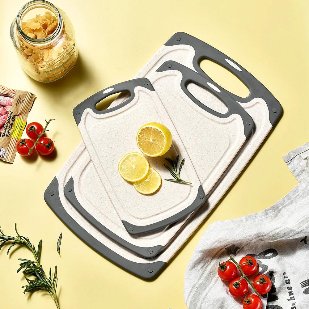 1/3 Stück Schneidebrett-Set Küchenschneidebrett Gemüse Fleisch Schneidebrett Schwerlast Schneidebrett Rechteckiges Hackbrett