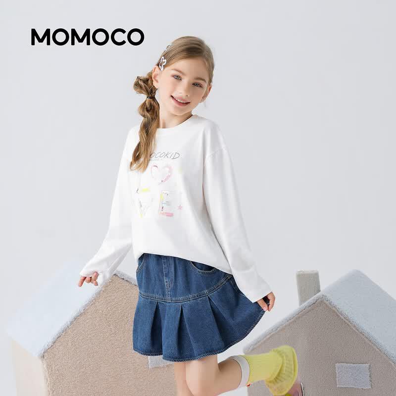 MOMOCO Girls' Long-Sleeve Cotton T-Shirt