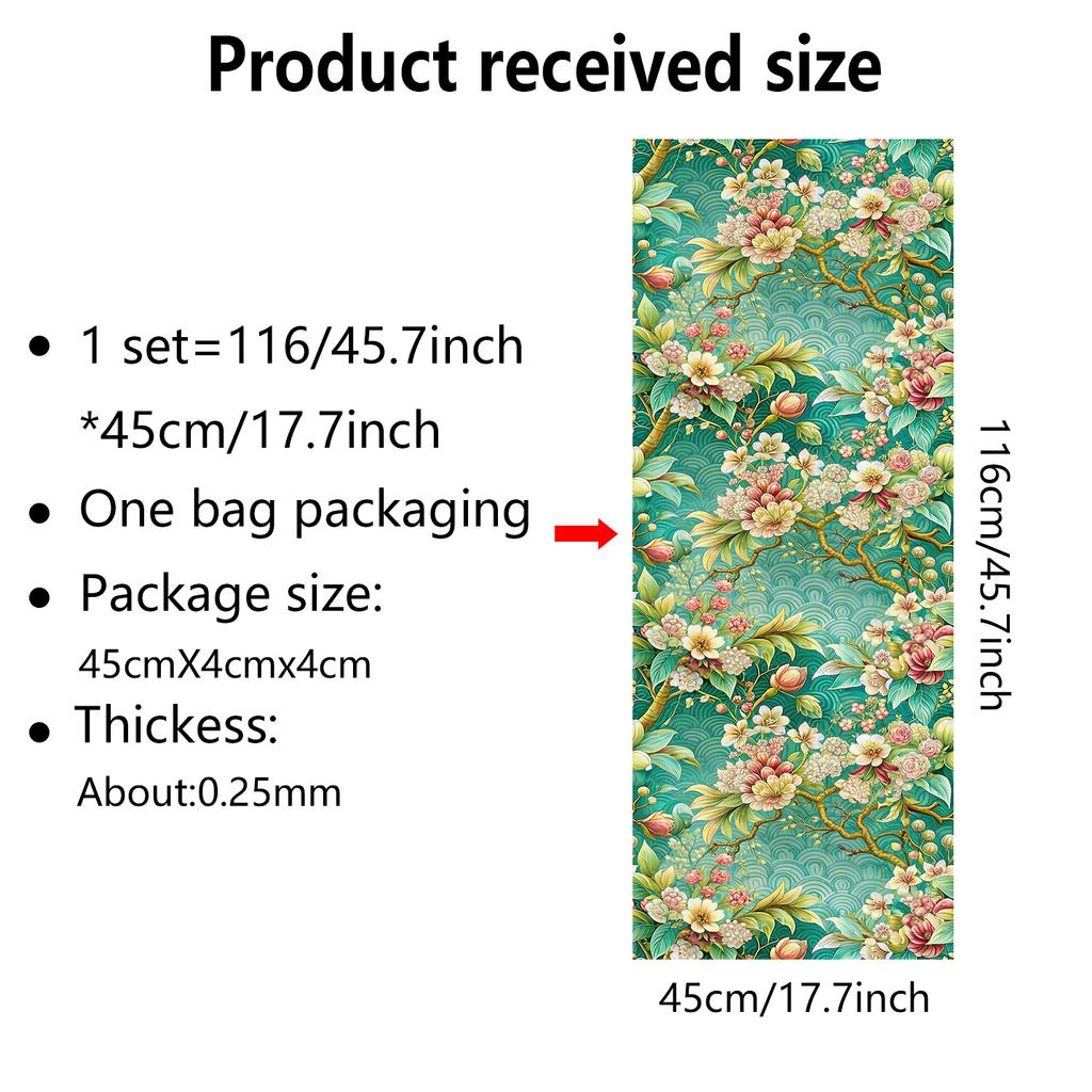 Europeisk Retro Stil Vindusfilm PVC Elektrostatisk Glassklistremerker Farget Vindusfilm Statisk Heftende Frostet Glassfilm