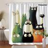 Funny Cartoon Cats Shower Curtain Waterproof Moisture Proof Privacy Protection Print Colorful Cat Family Design Cute Animal Art