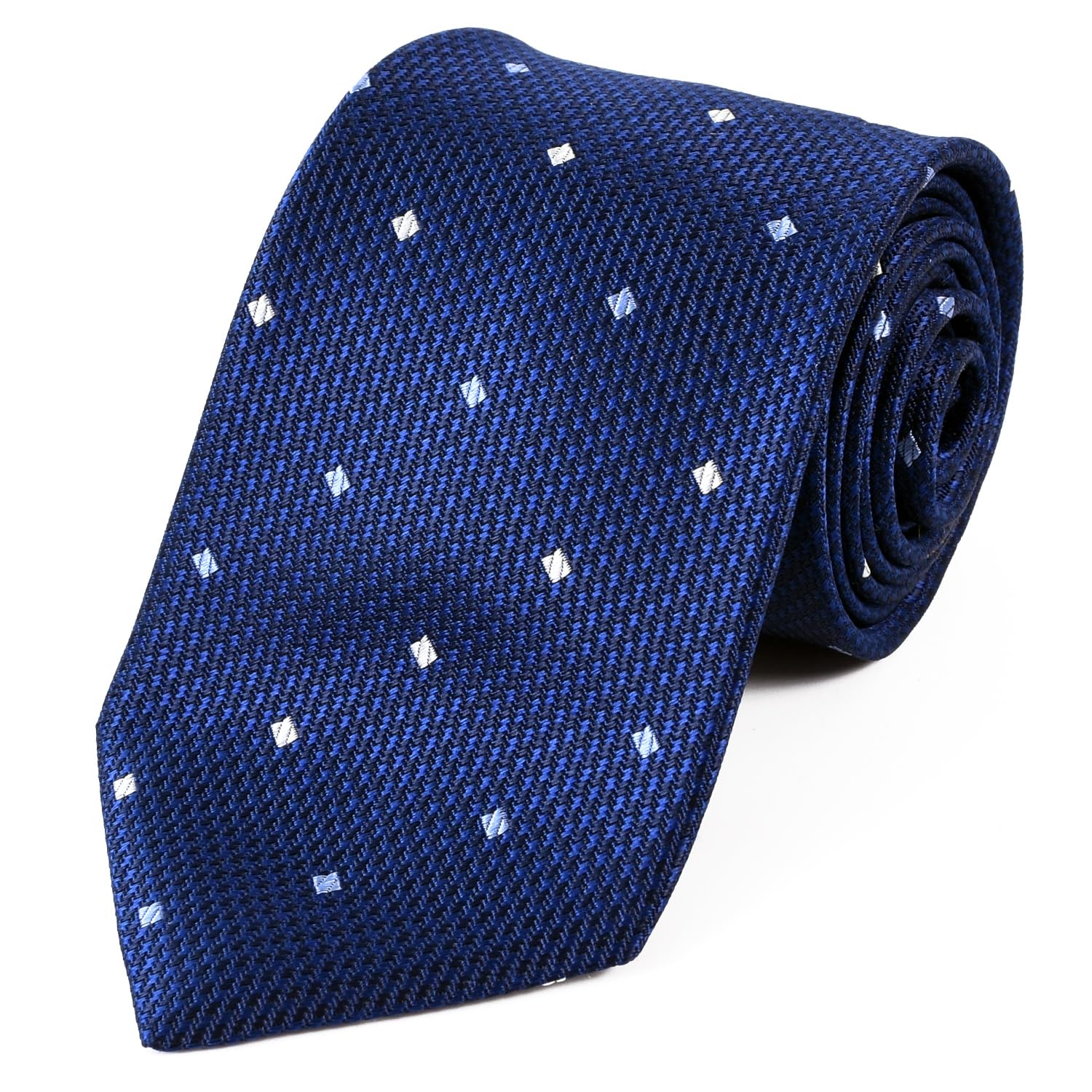 

[Michiko London] Brand Necktie, Made in Japan, Nishijin-ori Silk, 100% Jacquard Weave, Square Pattern (Pattern D: Navy)