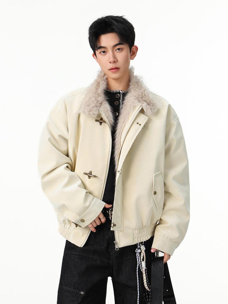 Harrington Men's Winter Velvet-Lined Eagle Cotton Jacket with Stand-Up Collar and Lux Leather Accents