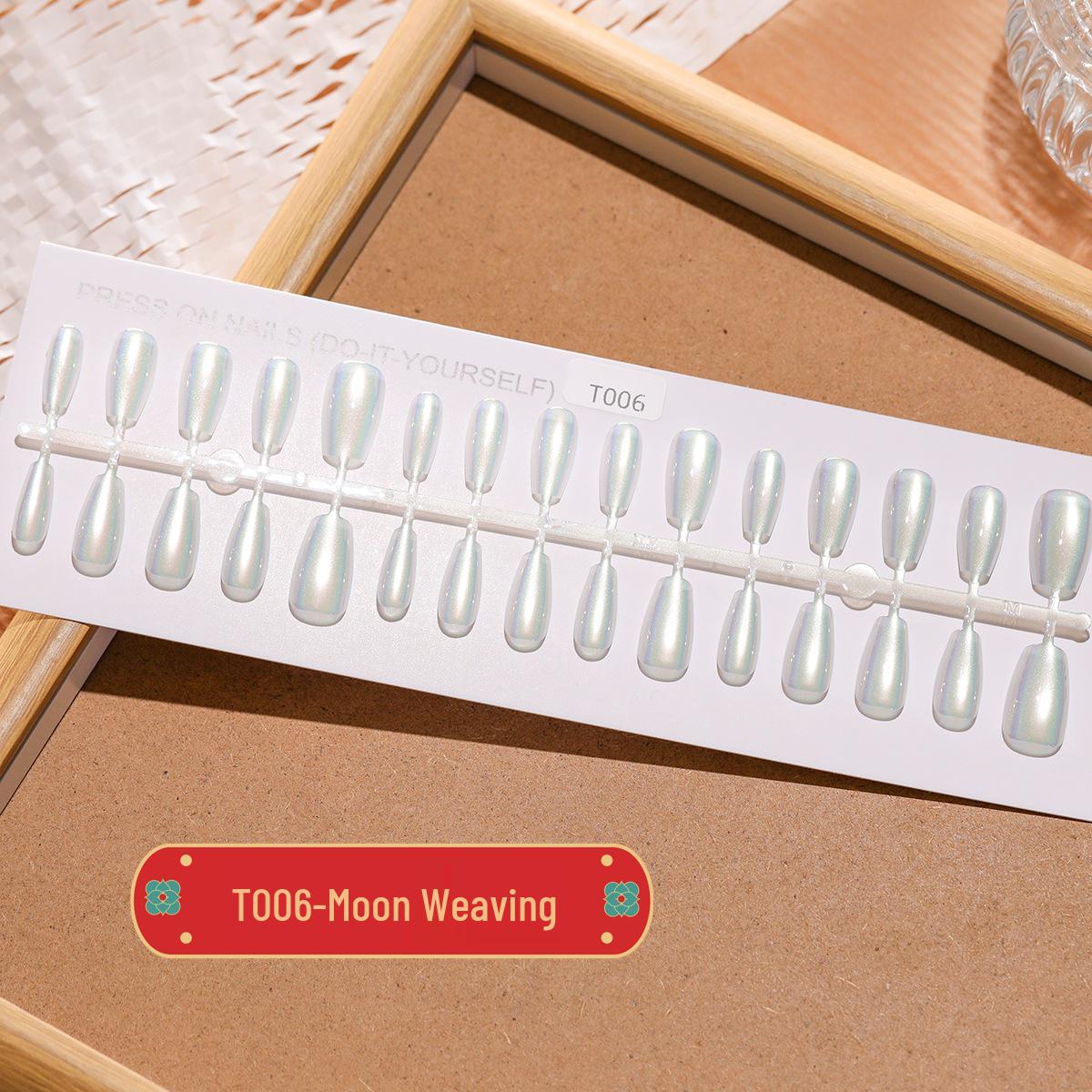 

T006# Гальванические переливающиеся белые накладные ногти, 30 штук, простой короткий дизайн «лесенкой». Full Set XS/S/M