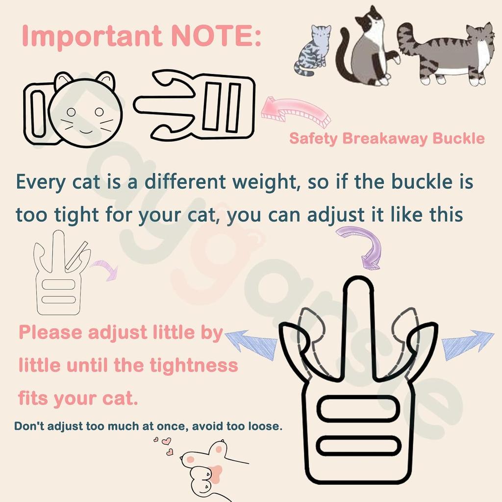 2 Pack Cotton Breakaway Cat Collars with Bell Flower Pendant Kitty Kitten Collars Pink Purple Collar for Female Girl Cats Male Boy Cats