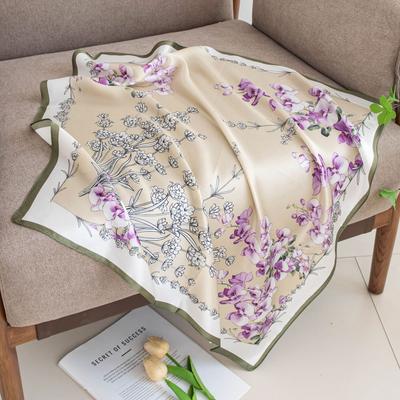 Premium Silk Scarf 70 Spring and Autumn Women's Square Scarf Sunscreen New Plain Crepe Satin Mulberry Silk High-end Souvenir