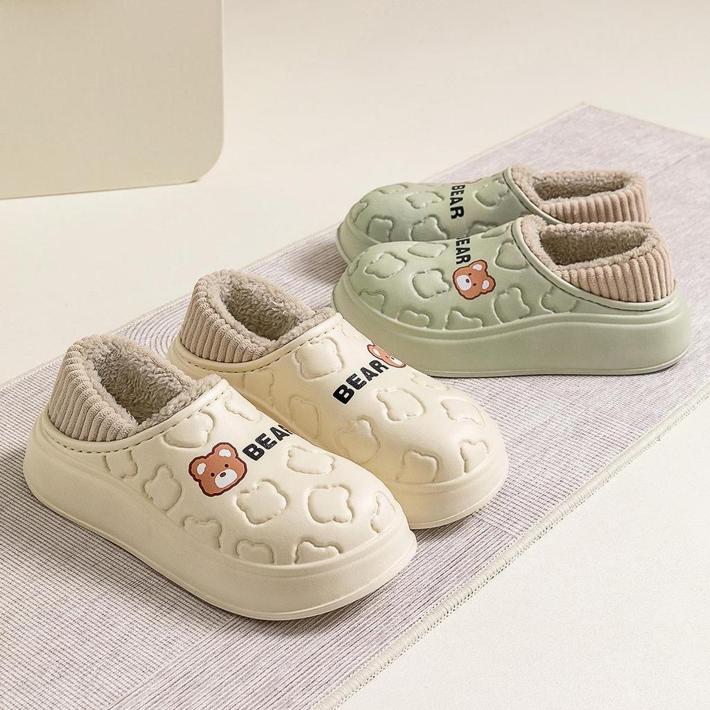 Jieleya Women's Waterproof Cotton Slippers: Winter 2025 Plush, Heel-Covered, Non-Slip Indoor/Outdoor Postpartum Shoes.
