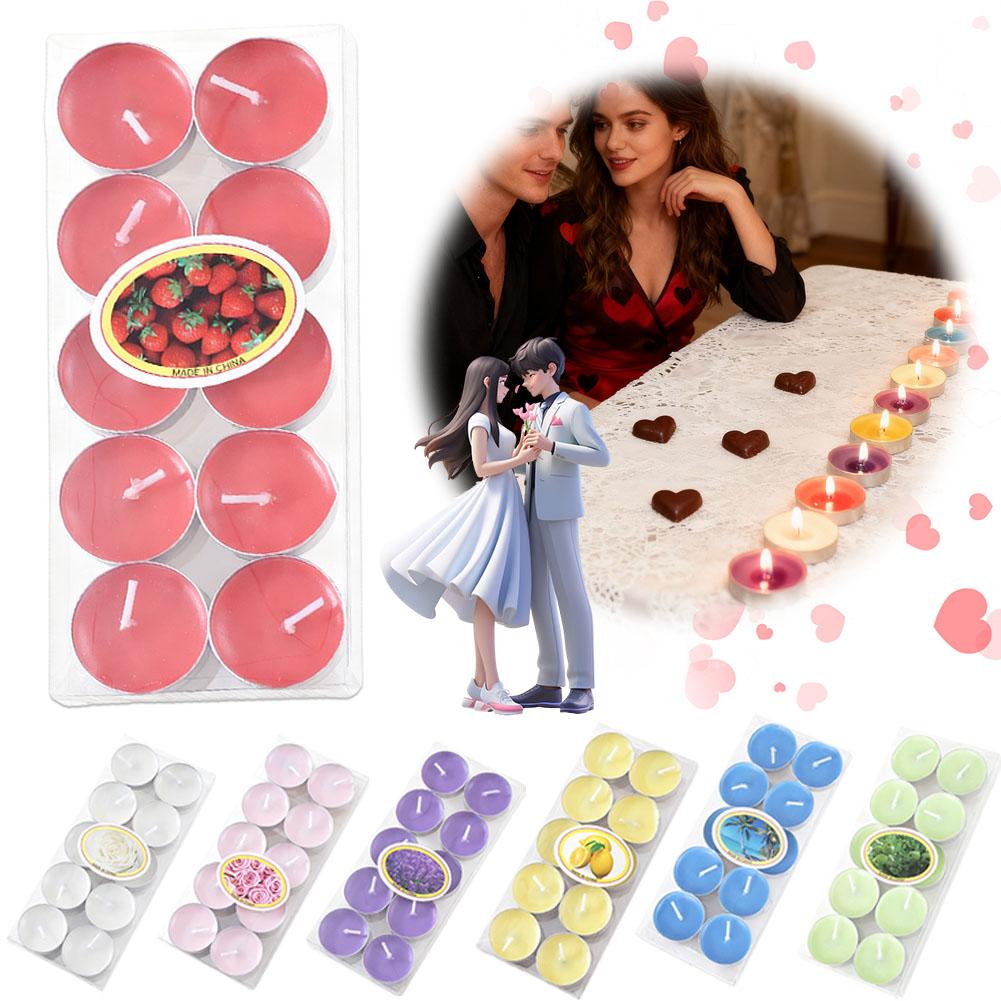 10Pcs Romantic Tea Candle Decorations Smokeless And Odorless Candles Wedding Supplies Romantic Decor Creative Love Candle