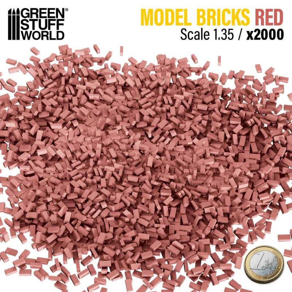 Green Staff World Diorama Material Miniature Bricks, Red, Approximately 2000 Pieces, Model Building Material, GSWD-9207