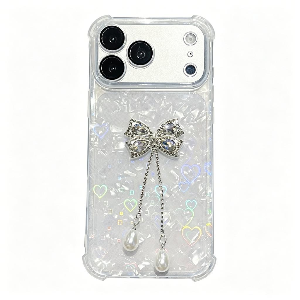 The new model is suitable for oppo Realme16 four-corner anti-drop C85 mobile phone case, bow tassel shell pattern.