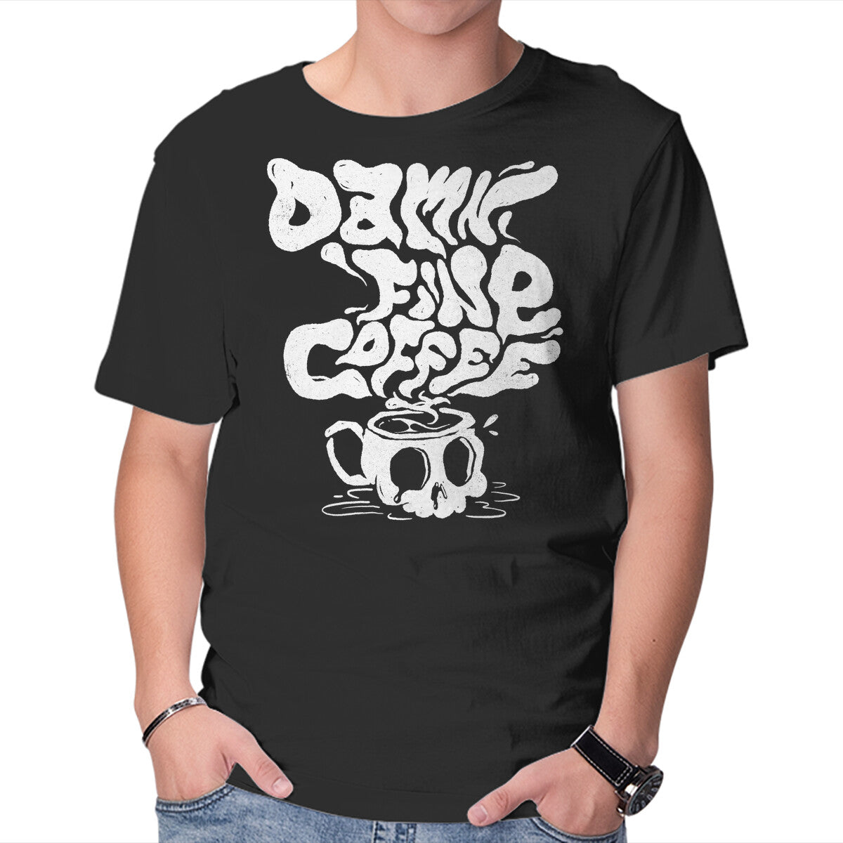 Unisex Crew Neck T-Shirt Damn Fine Coffee Graphic Short Sleeve Casual Tee XXXXL
