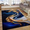 Crystal velvet blue marble pattern non-slip area carpet-suitable for living room, bedroom, family room decorative floor mat