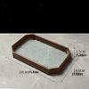 1pc Flower Corundum Pattern Embossed Glass Dark Octagonal Tray, Wooden Edge Tray, For Home Room Living Room Office Decor
