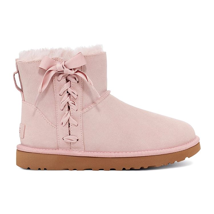 UGG Classic Lace Mini Suede Warm Durable Comfortable Versatile Snow Boots Women Boots Crystal-Pink 1103756-PCRY