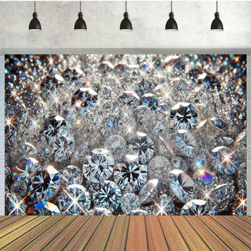 

2D Shiny Diamond Backdrop Glittering Gemstone Party Photo Background 47.2x31.5inch/120*80cm