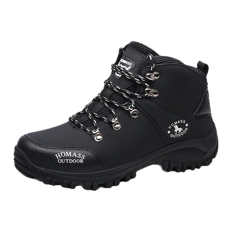 Autumn and winter new velvet thickened thick-soled heightening non-slip high-top mountaineering shoes outdoor tourism mountaineering wear-resistant