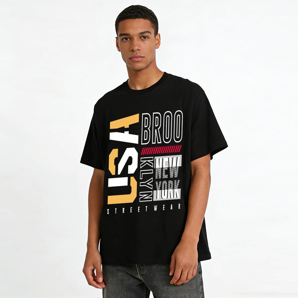 New York Print Casual T-Shirt Unisex Loose Breathable Top Pure cotton T-shirt