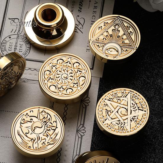 Handmade Letter Sealing Vintage European Magic Themed Wax Seal Stamp Head, Solid Brass Exquisite Wedding Invitation Engraved Head for Journal Envelope