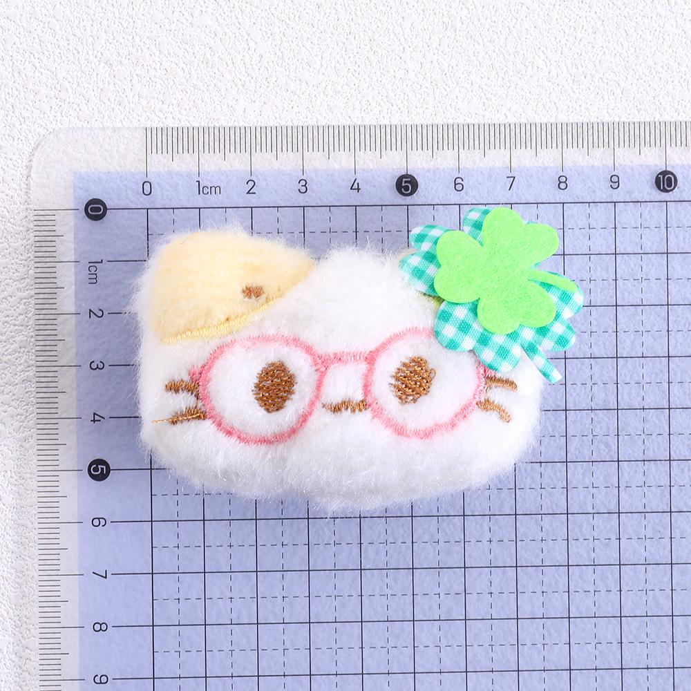 Cartoon Four-Leaf Clover Lucky Kitten Pendant Keychain Hair Accessory for Students