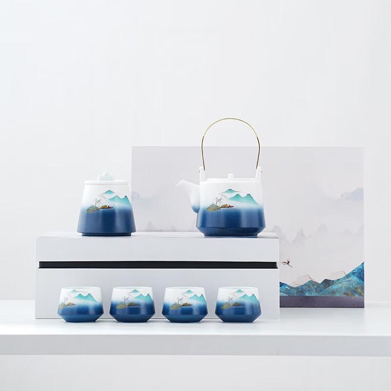 YIXI Japanese Landscape Tea Set with Overhead Handle