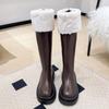 Fashion Woman's Platform Zipper Autumn and Winter PU Leather Non-slip Knee High Brand Casual Women Chunky Long Black Boots