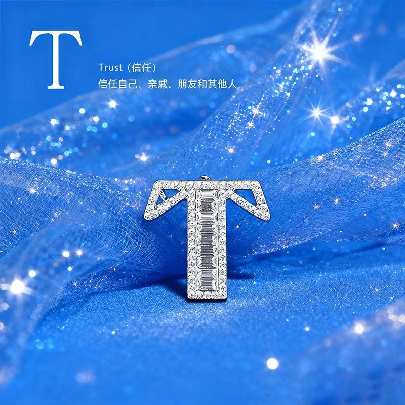 26 English Alphabet Brooches, Men'S And Women'S Suits, Collar Pins, Creative Brooches, Rhinestones, Crystal Anti-Light Pins