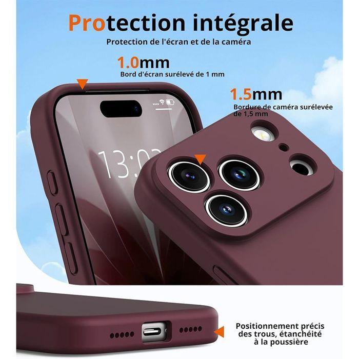 Coque pour iPhone 18 Pro Max, Protection Silicone Liquide Ultra Fine Léger Antichoc - Bordeaux