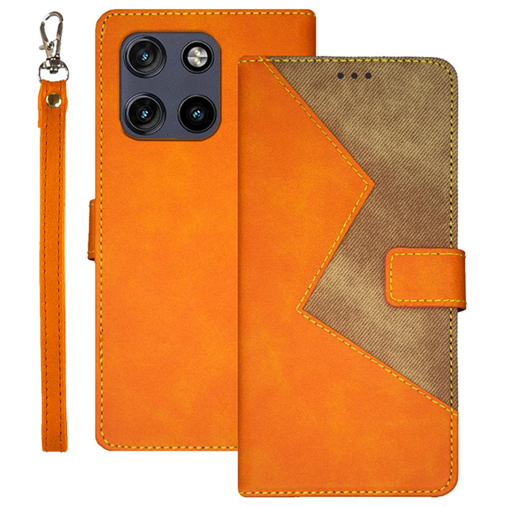 

IDEWEI For Motorola Moto G Stylus 5G (2025) Case Card Slots Splicing Color Leather Phone Cover Yellow