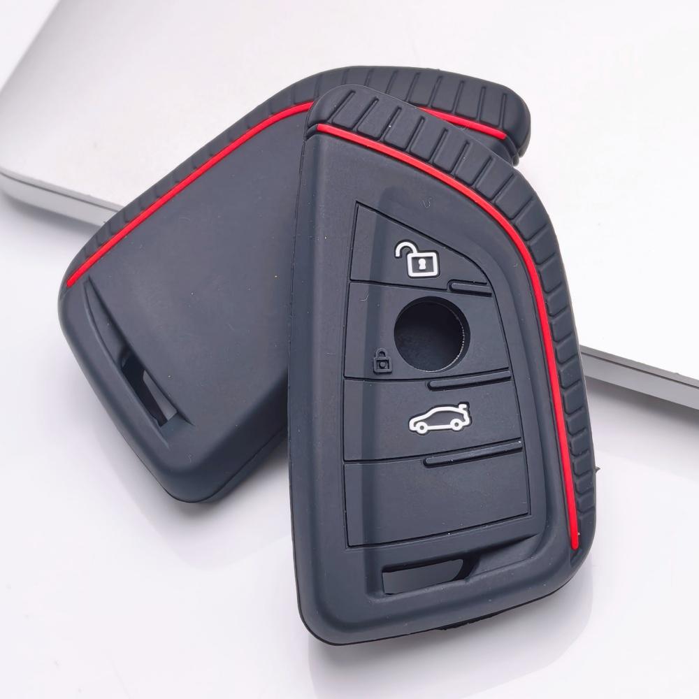Silicone Key Fob Cover Compatible with BMW 1 2 3 4 5 6 7 Series X1 X2 X3 X4 X5 X6 X7 M5 M6 GT3 GT5 Smart Remote Key This Soft Protective Case Fits