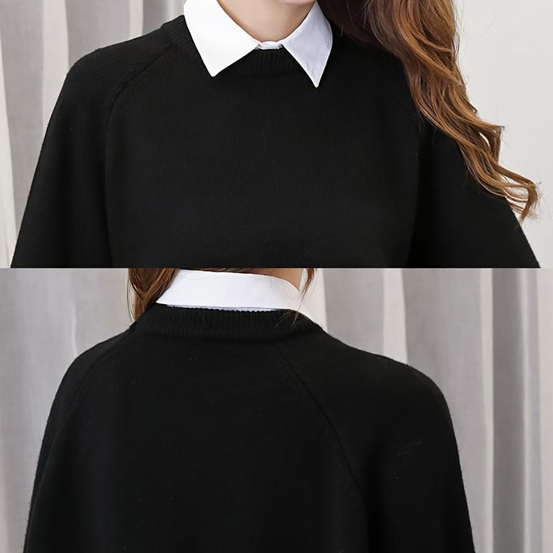 1pc Elegant Half-Shirt Collar,Women'S Sleeveless Detachable Faux Collar Pieces,Polyester Layered Shirt Inserts, Machine Washable