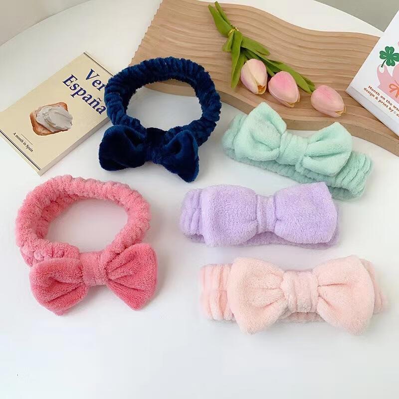 Coral Fleece Bowknot Absorbent Headband