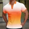 3D Printed Gradient Polo Shirt For Men Colorful Pattern Short Sleeves Outdoor Summer Street Lapel T-Shirt Button Loose Tees Tops