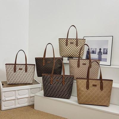 Bolsa Tote Feminina de Alta Qualidade com Estampa Diamante: Bolsa de Ombro de Luxo Leve e Grande Capacidade da Moda 2025