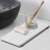 3Pcs Water Absorbing Stone Tray Stripe Design Quick Drying Sink Drain Mat Anti-Slip Soap Holder Kitchen Bathroom Vanity Trays