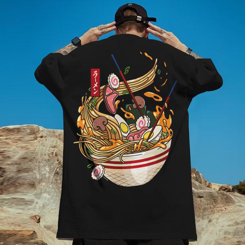 T-Shirts For Men 3d Japanese Lamian Noodles Print Male Clothing Street Harajuku Short Sleeve Oversize T-Shirt Casual O-Neck Tees