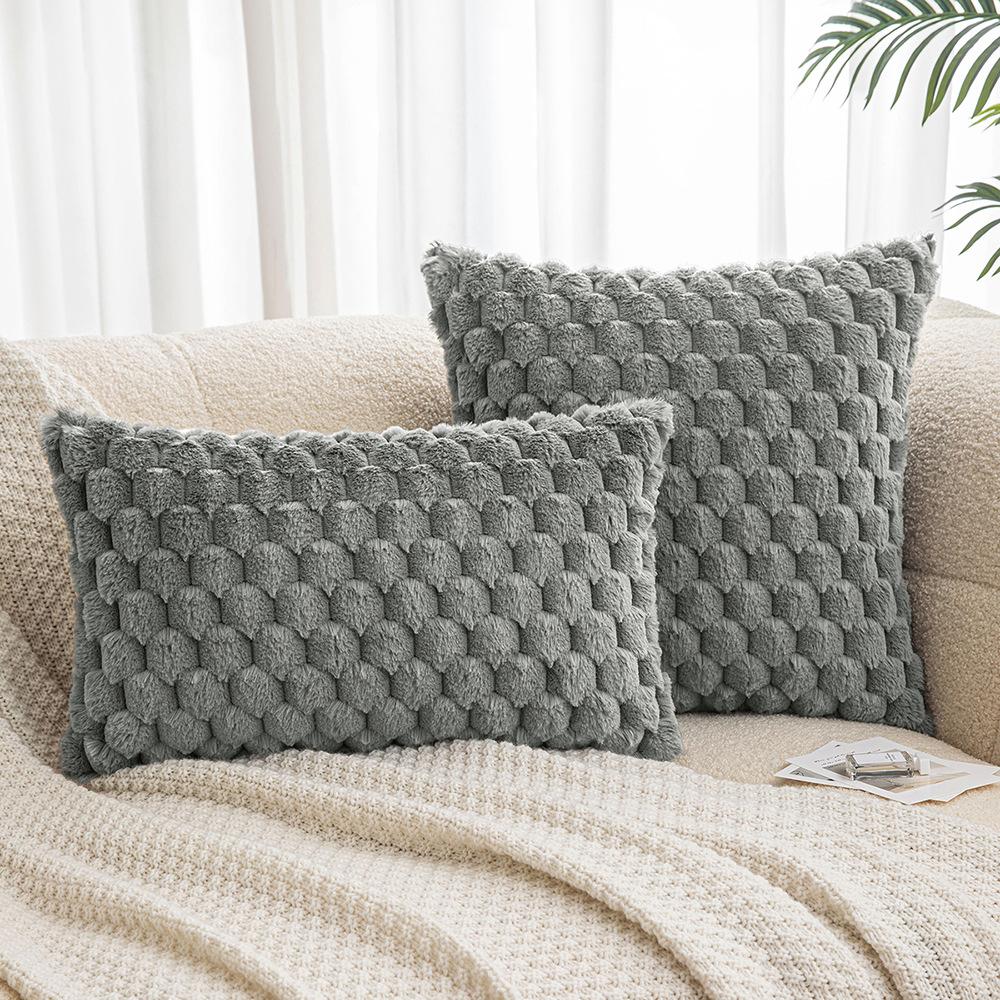 Plush Pillow Case Ins Living Room Sofa Waist Pillow Bed Head Bay Window Turtle Back Hair Cushion Sample Room Decoration Pillow