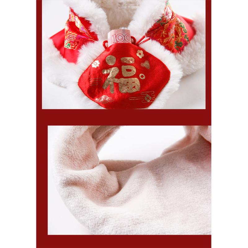 Cat  Tang-Suit  Festive  Cloak Warm Collars With Red Envelope Autumn Winter Chinese Style New Year