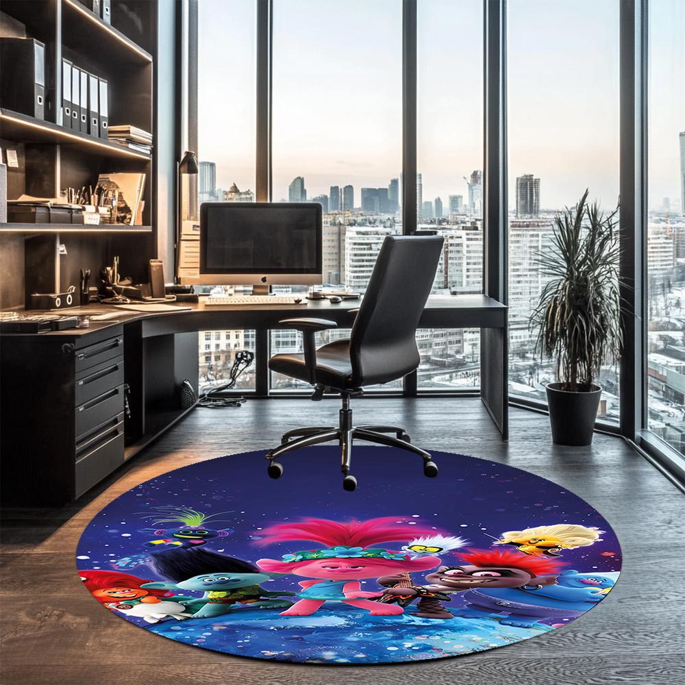 Trolls Printed Round Rug Carpet Chair Rug Area Rug Entryway Doormats,for Office Chair Living Room Bedroom Kitchen Room.