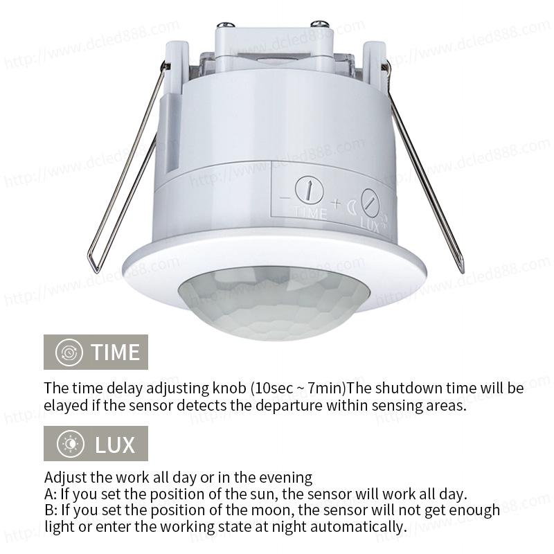 360° Recessed Infrared Ceiling Motion Sensor PIR