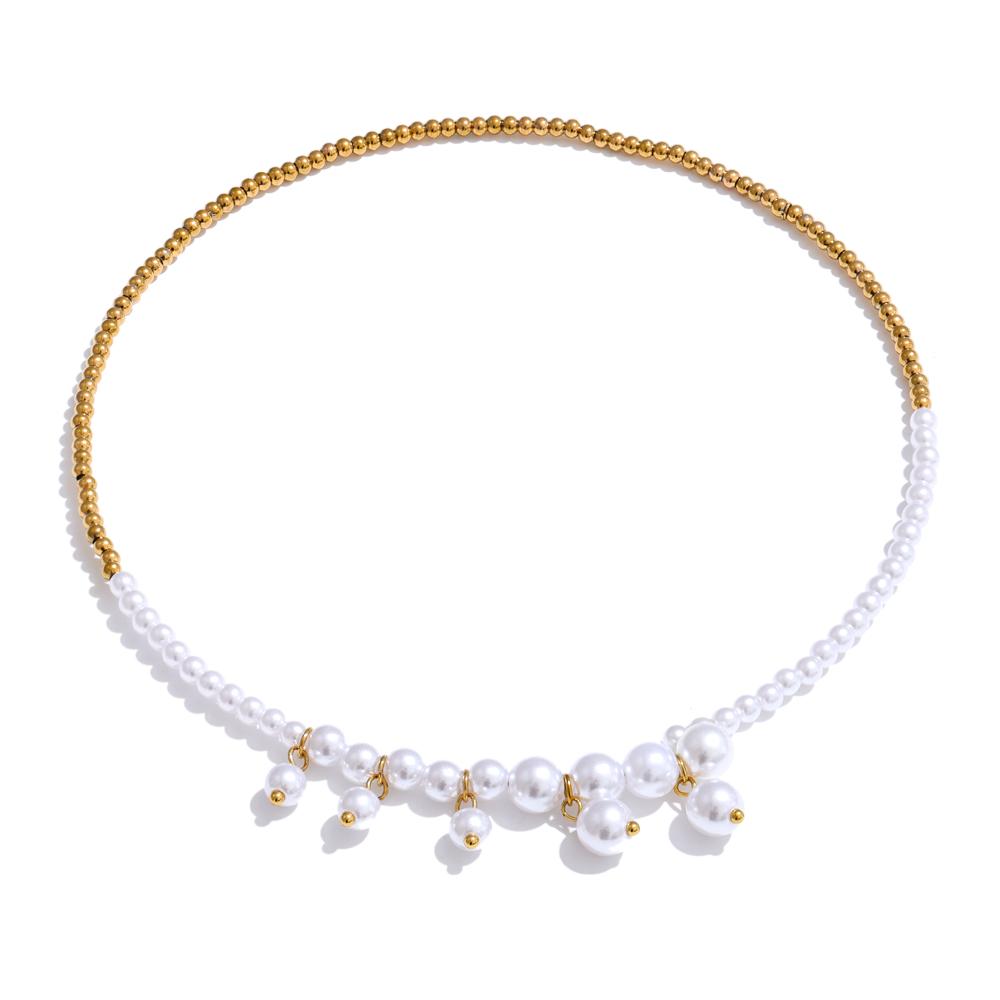 

Yhpup Exquisite Handmade Jewelry Stainless Steel Beads Chain Drop Necklace Arrivals Elegance Chic Collar Accessories for Women