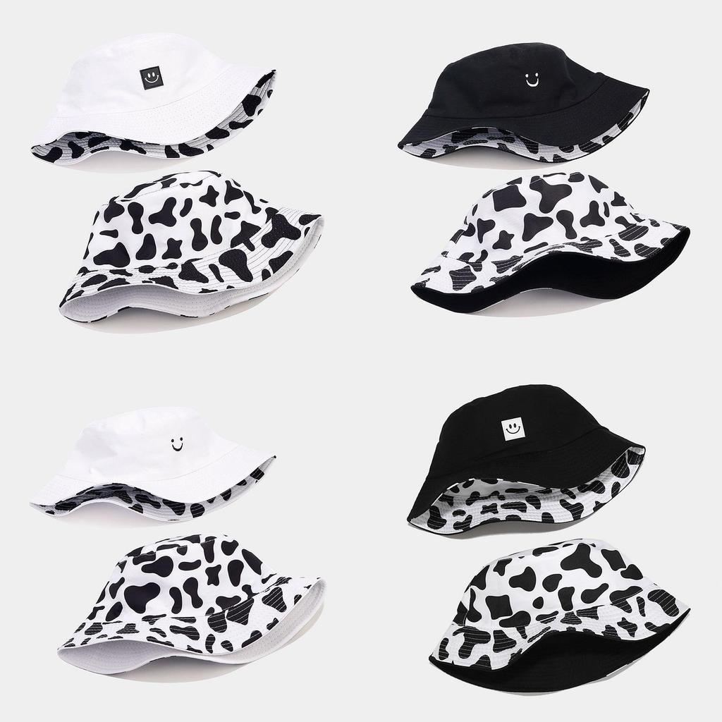 Unisex Cotton Cow Pattern Print Sun Hat With Sunshade And Antiinsect Function For Beach And Outdoor Activities