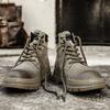 Leather Martin Boots Men's 5 New Thick-soled Retro Rhubarb Boots American High-top Short Boots Tooling Boots