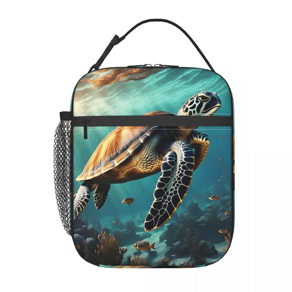 Schildkröte schwimmt im Meer Ozean Isolierte Lunchtasche für Kinder Schule Kühltasche Thermische Lebensmittelbox Tragetasche Auslaufsicherer Lunchboxen Behälter