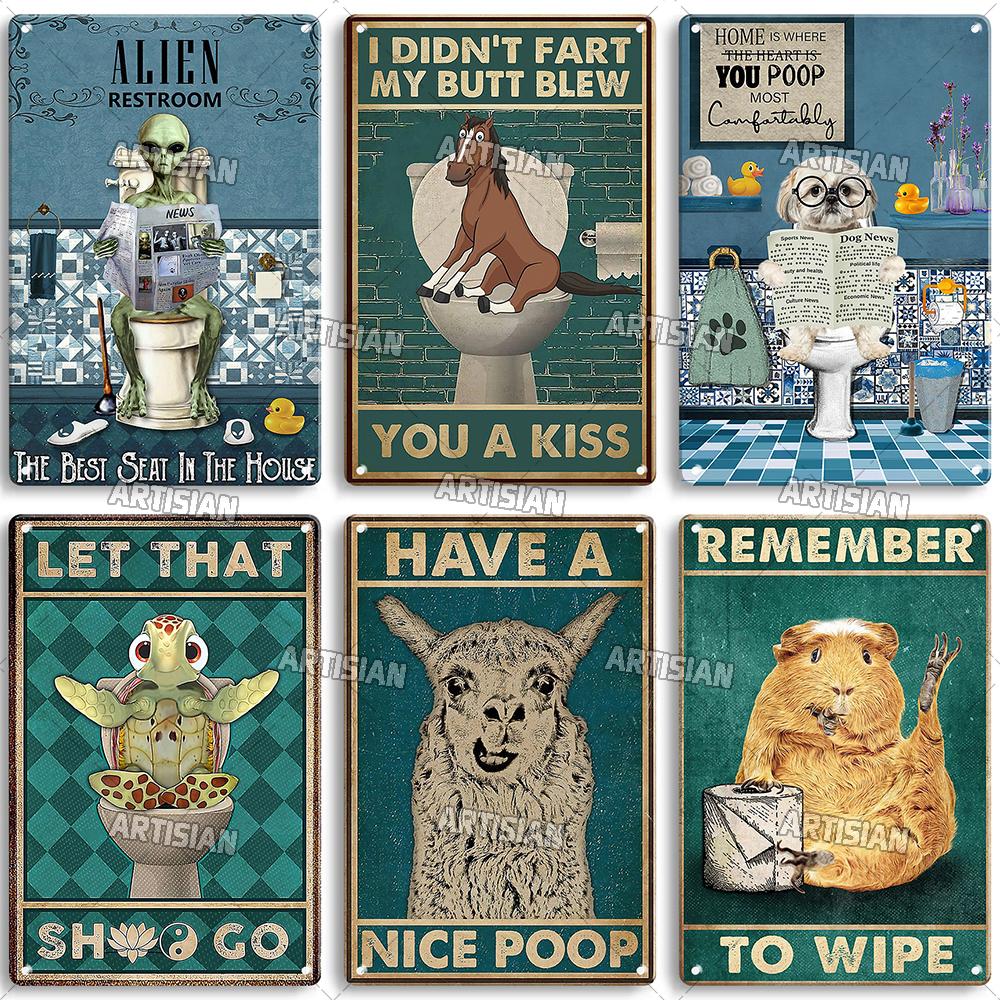 Artisian Toilet Metal Plaque Tin Sign Nice Butt Arse Sweet Cheeks Bathroom Washing Room Decorative Plate Wall Decor Garage Bar